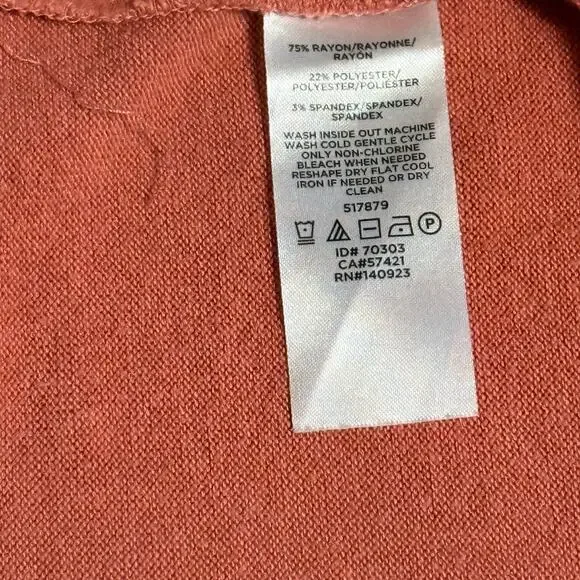 LOFT Plus Coral Knot Front V Neck Top Size 24 26 Soft Stretch Casual - Picture 8 of 9